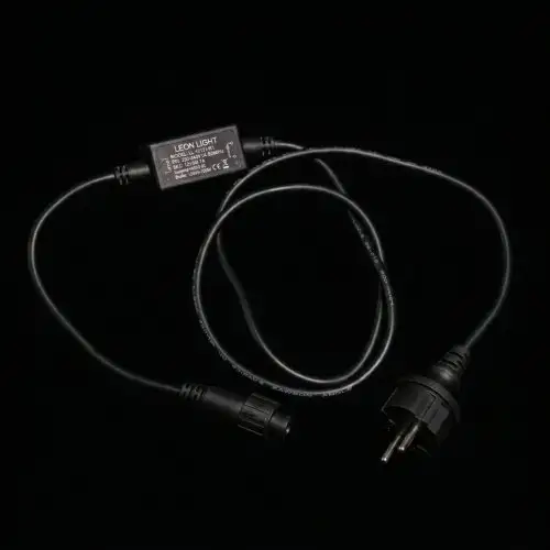 Сетевой шнур с выпрямителем 3А/150W, черный провод, 1.5м