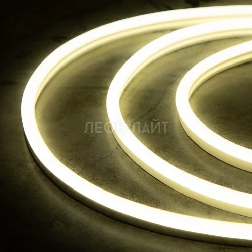 Неон гибкий 8х16 мм, белый, 50 м, плоский, односторонний, IP65, без сетевого провода