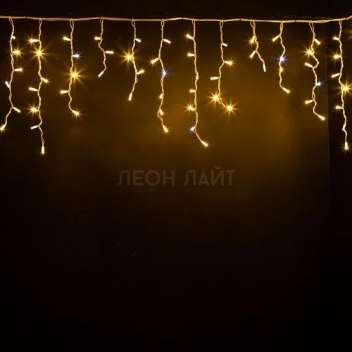 Гирлянда уличная бахрома, 100 диодов, 3м, белый каучук, тепло-белая с мерцанием, без сетевого шнура