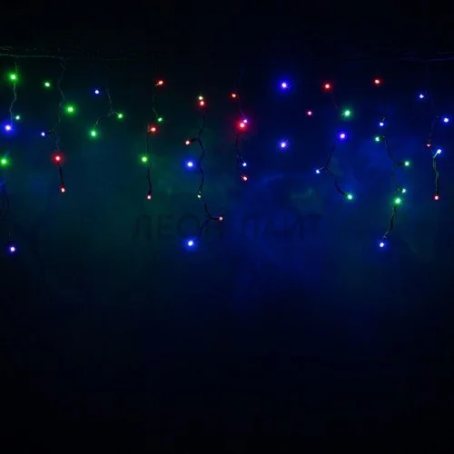 Гирлянда уличная бахрома, 100 диодов, 3м, черный каучук, цветная RGB, без сетевого шнура