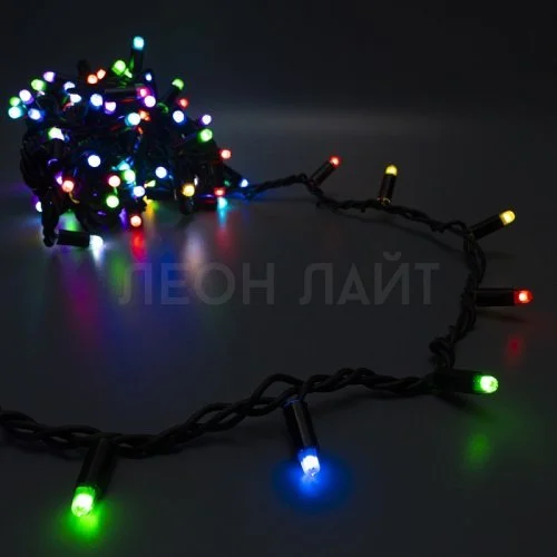 Гирлянда уличная нить, 125 диодов, 10 м, черный каучук, Smart RGB, сетевой шнур и пульт отдельно