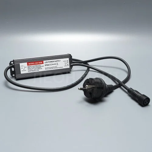 Блок питания 24V, постоянный ток, 60W, для уличных нитей, черный каучук1,5м
