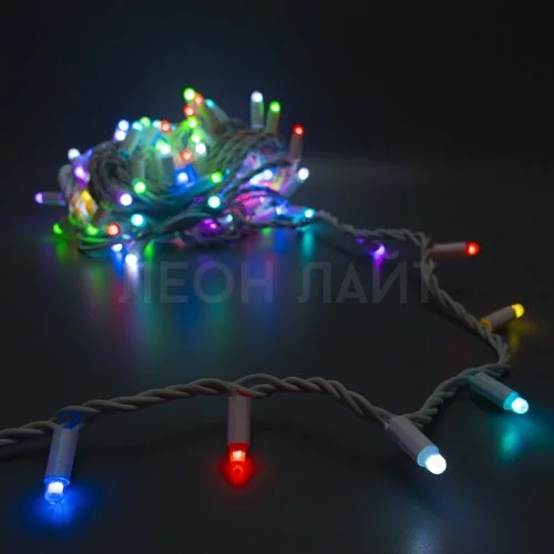 Гирлянда уличная нить, 125 диодов, 10 м, белый каучук, Smart RGB, сетевой шнур и пульт отдельно