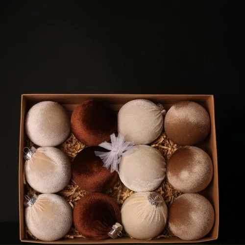 Новогодние шары на елку 12шт "Beige"
