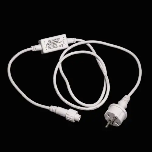 Сетевой шнур с выпрямителем 3А/150W, белый провод, 1.5м