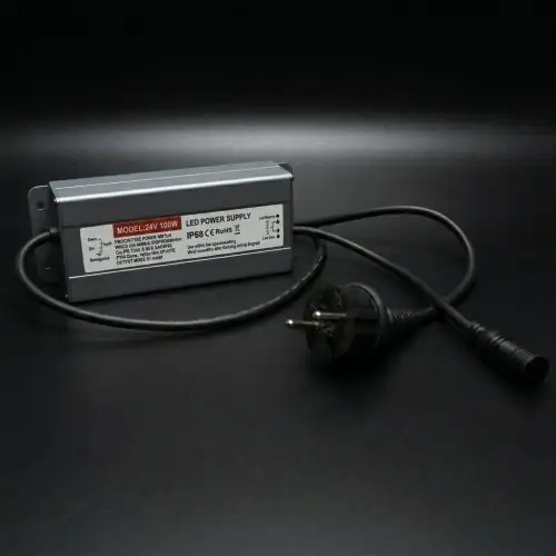 Блок питания 24V, постоянный ток, 100W, для уличных нитей, черный каучук 1,5м