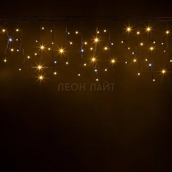Гирлянда уличная бахрома, 200 диодов, 5м, черный каучук, тепло-белая с мерцанием, без сетевого шнура