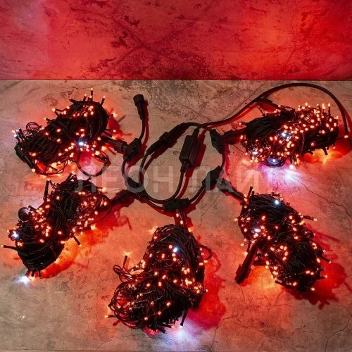 Комплект для дерева 5х20м, 1000Led, красный с мерцанием, черный каучук