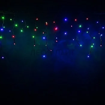 Гирлянда уличная бахрома, 150 диодов, 5м, черный каучук, цветная RGB, без сетевого шнура