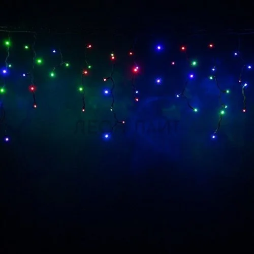 Гирлянда уличная бахрома, 150 диодов, 5м, черный каучук, цветная RGB, без сетевого шнура