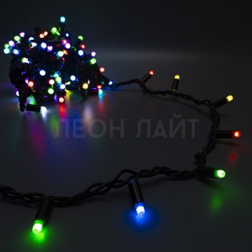 Гирлянда уличная нить, 125 диодов, 10 м, черный каучук, Smart RGB, сетевой шнур и пульт отдельно