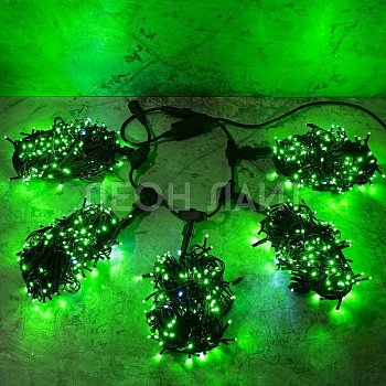 Комплект для дерева 5х20м, 1000Led, зеленый с мерцанием, черный каучук