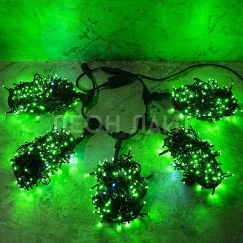 Комплект для дерева 5х20м, 1000Led, зеленый с мерцанием, черный каучук