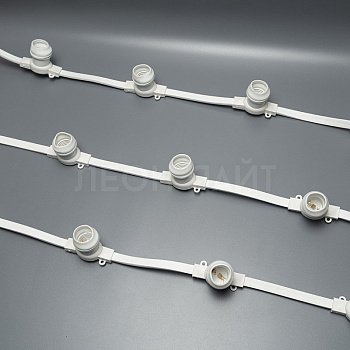 Белт-Лайт 50м, 250L, плоский шлейф, шаг 20 см, цоколь E27, белый каучук