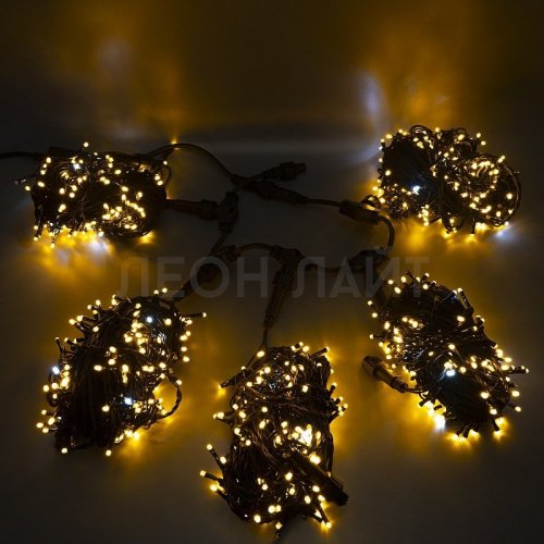 Комплект для дерева 5х20м, 1000Led, тепло-белый с мерцанием, черный каучук