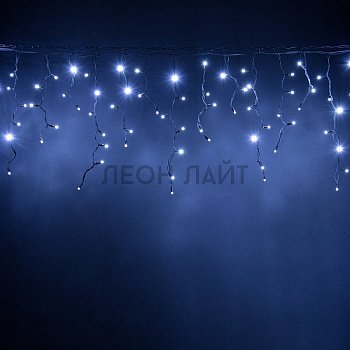Гирлянда уличная бахрома, 210 диодов, 5м, черный каучук, белая с мерцанием