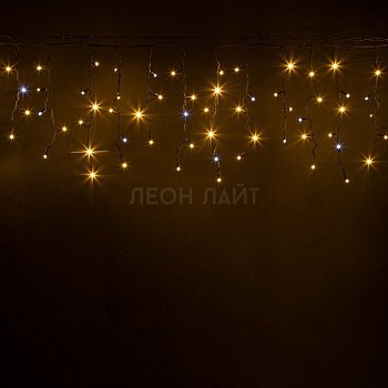 Гирлянда уличная бахрома, 200 диодов, 5м, черный каучук, тепло-белая с мерцанием, без сетевого шнура