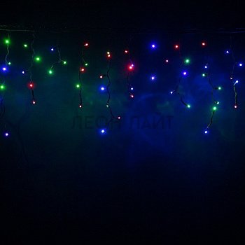Гирлянда уличная бахрома, 150 диодов, 5м, черный каучук, цветная RGB, без сетевого шнура
