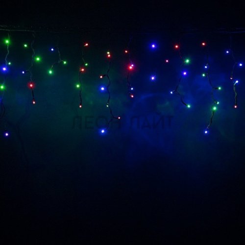 Гирлянда уличная бахрома, 150 диодов, 5м, черный каучук, цветная RGB, без сетевого шнура